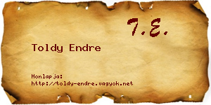 Toldy Endre névjegykártya